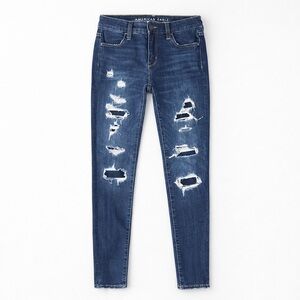American Eagle Outfitters Women's Ripped Dark Blue Skinny Jeans